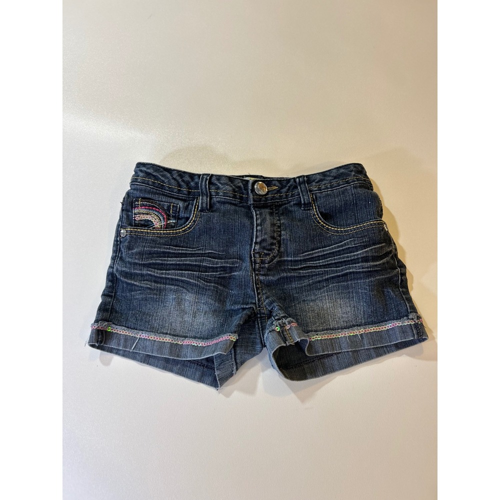 Squeeze Denim Shorts Girls Size 10 Blue Rainbow Sequin Embellished